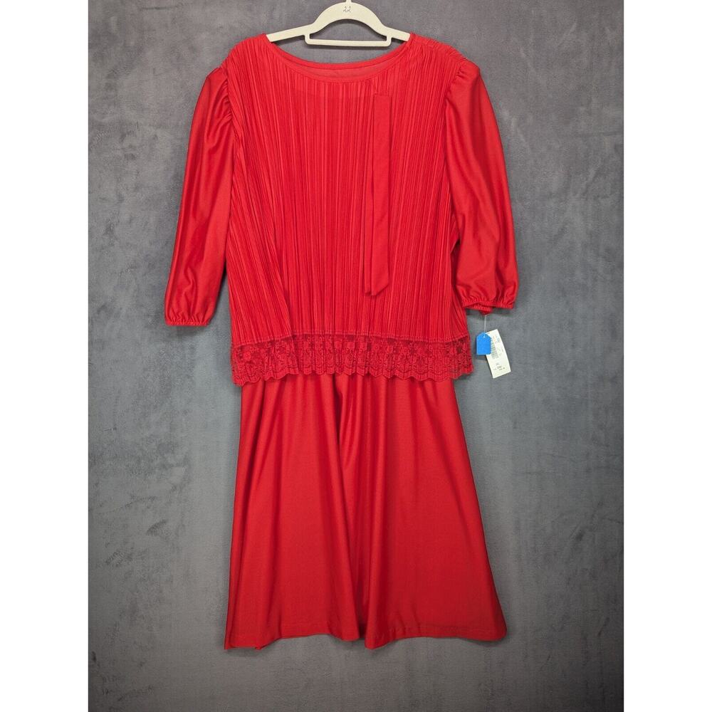 Vintage NWT Cue Red Dress Women’s 22W Ribbon Layered Sears